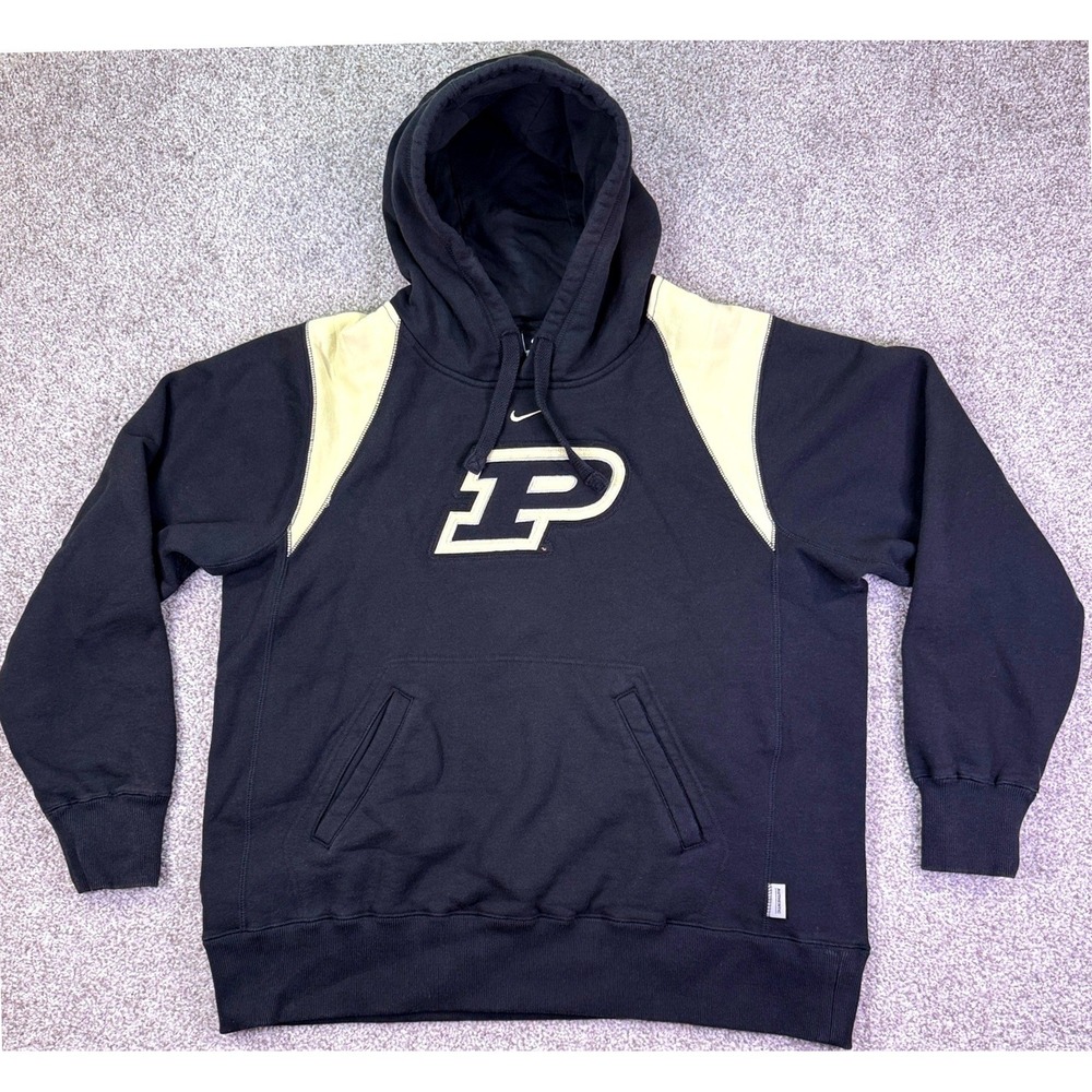 Nike Hoodie Mens L Black Purdue Boilermakers Embroidered Pullover Sportswear